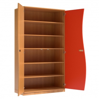 Wellentürenschrank, 190 cm hoch, 105x50 cm (B/T), Tür rechts rot, Wellentürenschrank, 190 cm hoch, 105x50 cm (B/T), Tür rechts rot,